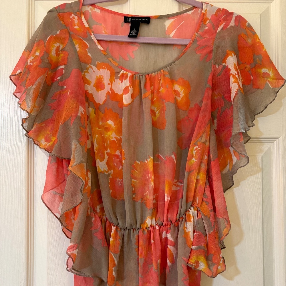 INC Floral Chiffon Blouse